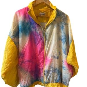 Vintage Chambeli 90's Track Jacket Bright Multi-Colored‎ Large Lined Active